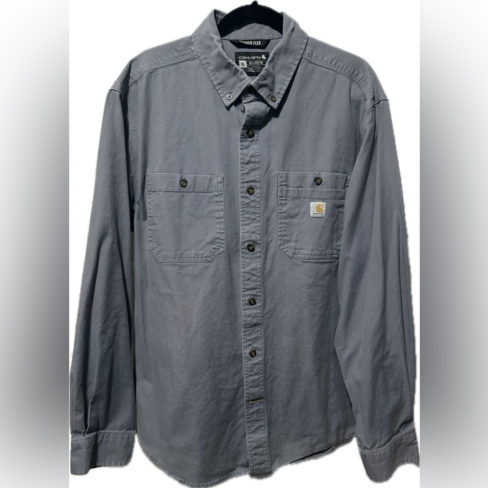 Carhartt Light Blue Button Down Shirt Rugged Flex XL